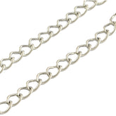 Jewellery Making Necklace Chains (1 Meter) 4x3x0.6 MM Tarnish Resistant Stainless Steel Twist Silver Color